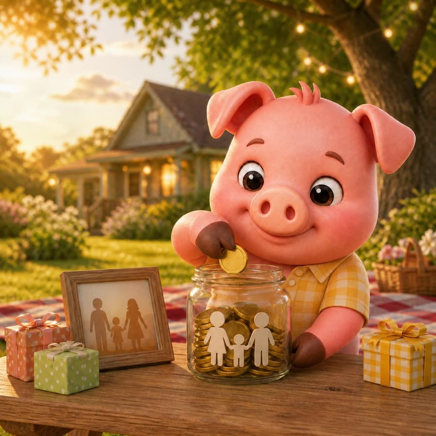 Family savings goal scene